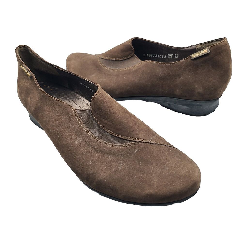 MEPHISTO Loafers Brown Suede Leather Slip Shoes Women Comfort US Size 10